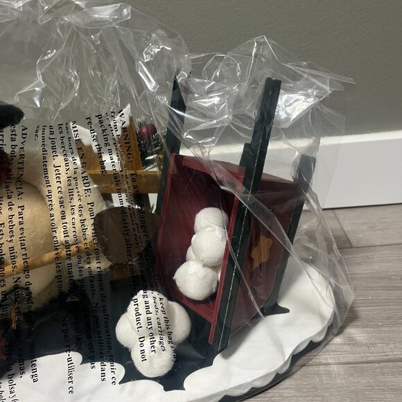 New in Box Adorable Snowman With A Wheelbarrow Full Of Snowballs - Picture 7 of 8